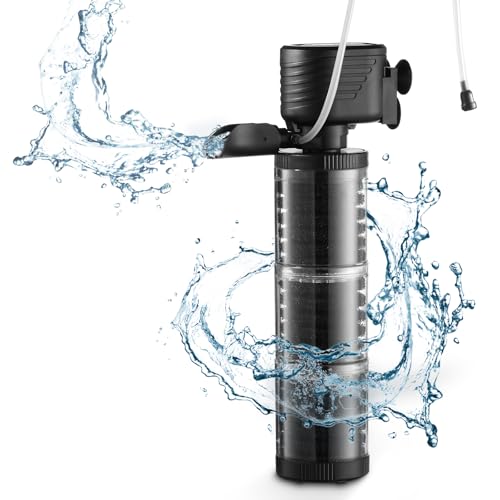SainSmart XpertMatic Aquarium Filter for 70-120 Gallon Tank, Internal Fish Tank Filter with Water Pump, 475 GPH 3 Stages Biochemical Sponge Filter for Large Tank, Pond, Wavemaker, Air Supply - size: 25W(475GPH) Up to 70 Gallon