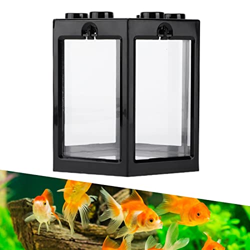 Gazaar Mini Fish, Small Hex Shape Fish, Hexagon Betta Fish Goldfish, Mini Aquarium, Desktop Plastic Fish for Living Room Office Home Decor (Black)