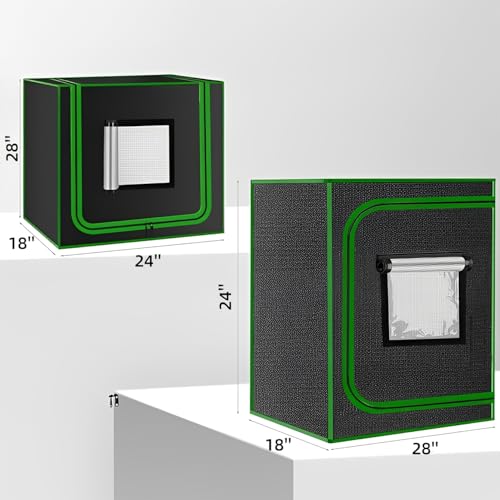 Small Grow Tent for Aerogarden，24”x18”x28” ，Hydroponics Growing System ，Highly Reflective 600D Diamond Mylar Canvas with Ventilation window and Floor Tray for Hydroponic Indoor Plant Growing - size: 24"x18"x28"