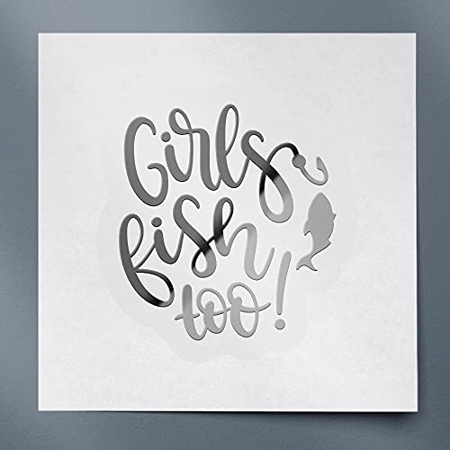 Decal Stickers of Girls Fish Too (Metallic Silver) (Set of 2) Premium Waterproof Vinyl Decal Stickers for Laptop Phone Accessory Helmet Car Window Mug Tuber Cup Door Wall - ANDVER1c33531SI - color: Metallic Silver, size: 3.8'' x 4.1''