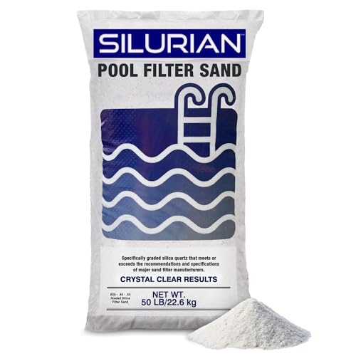 U.S Silica Silurian 20-Grade Silica Quartz Filter Sand for Pool Pump System, 50 lb Bag - White Filtration Media for Crystal Clear and Cleaner Water in Inground & Above Ground Swimming Pools