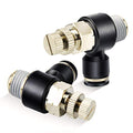 TAILONZ PNEUMATIC 3 Pack SL-5/16-N1 Push to Connect Air Line Fitting Air Flow Control Valve 5/16 Inch od 1/8 Inch NPT Elbow 90 Degree Air Speed Control Valve Fitting - size: 5/16"OD1/8"NPT
