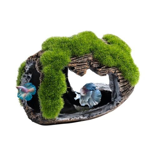 Betta Broken Barrel Decor Fish Tank Accessories, Resin Fish Hide Cave Aquarium Decoration Fish Tank Toys Hole Accessories (Large) - color: Large