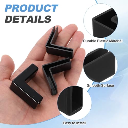 uxcell 12Pcs Plastic Glass Connector, Suitable for 5mm Thick l Shaped Glass to Glass Clamp, Fixing Bracket Rimless Clip Holder for Aquarium Fish Tank Display Shelves, Black - color: Black, size: 5mm