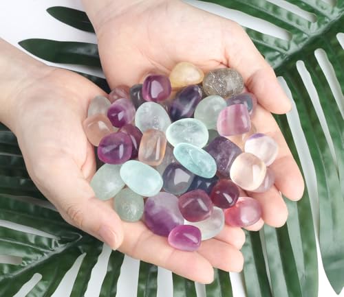 DUQGUHO Fluorite Crystals Healing Crystal Stones Set Natural Crystals Bulk Irregular Stones 0.45 lbs - color: Fluorite