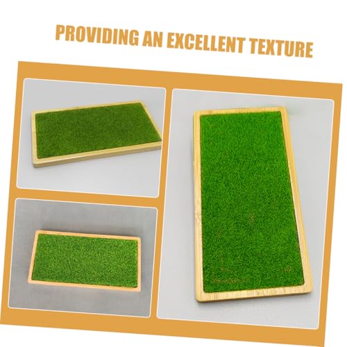 Garneck Resin Ornament Display Stand Tray and Artificial Grass Mat for Handicrafts Figures Dolls and Jewelry Organization Home Decor