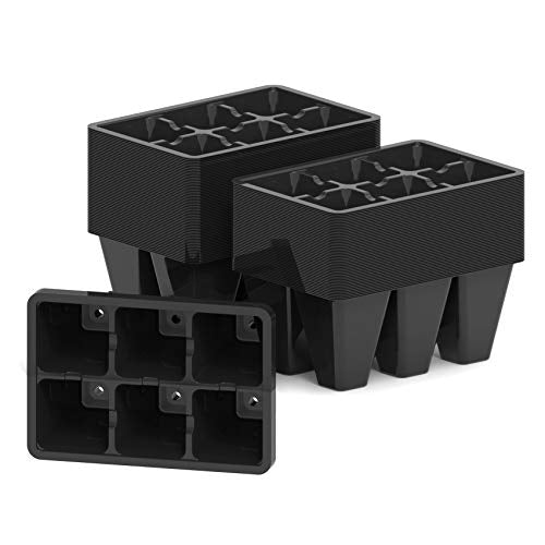 Gardzen 120 Pack 6-Cell Seed Starting Tray for Seedlings, Plant Starter Trays with Drainage Holes for Seed Germination, 5.4x3.7 inches, Black - color: Black, size: 120 Pcs
