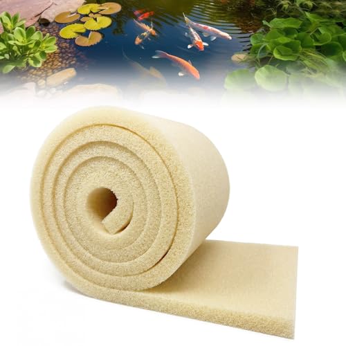 LemonRoad 12" x 79" x 2" Pond Filter Pad Roll, 20 Ppi Coarse Filter Media for Koi Ponds and Water Gardens, Cut to Fit Reusable Pond Filtration Foam for, Waterfalls, Skimmers - size: 12" X 79" X 2"