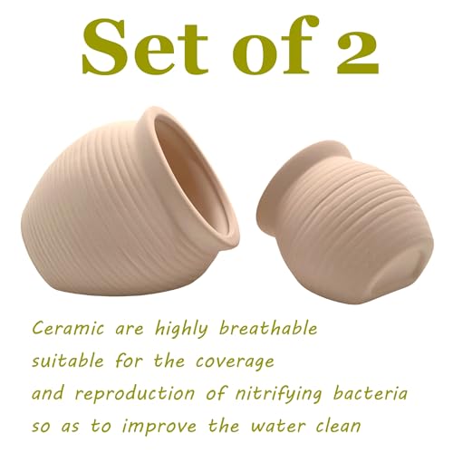 M2cbridge Pottery Ceramic Jar Natural Clay Vase for Cichlid Small Fish Shrimp to Play Hide Breed Habitat (Creamy Clay, 2pcs) - color: Creamy Clay, 2pcs