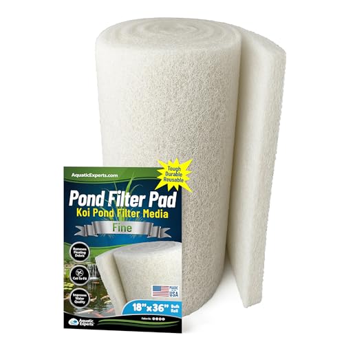 Aquatic Experts Classic Koi Pond Filter Pad FINE - White Bulk Roll Pond Filter Media, Ultra-Durable Pond Filters for Outdoor Ponds, Reusable Fish Pond Filter Material, USA, (18" x 36", Fine (White)) - size: 18" x 36"