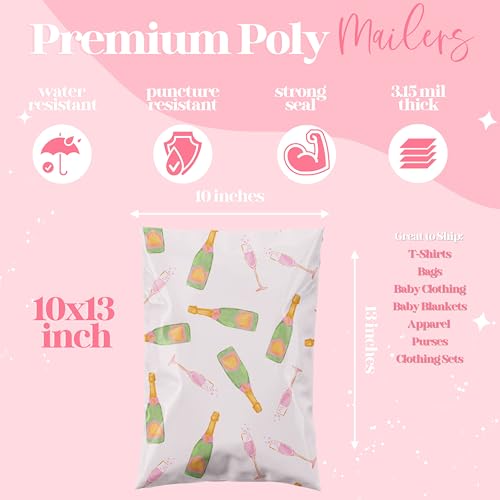 Pretty Package Store 10x13 Designer Poly Mailer 100 Pack Heavy Duty Waterproof Self Seal Shipping Bags for Small Business Large Mailing Envelopes Bulk Tear Resistant Packaging Pink Champagne - color: Champagne, size: 10x13