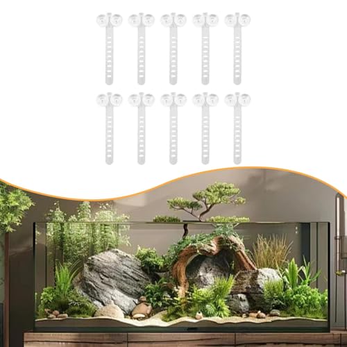 10 Pieces Aquarium Cable Ties Suction Cup Accessories Airline Tubing Holder Binding Tools Made from TRP Material Suitable for Nests Water Hose, White - color: White
