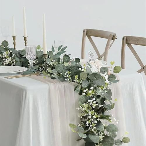 GBESTWOOW Eucalyptus Garland Wreath Artificial Greenery Plants Fake Vines 5.9 FT Hanging Ivy Holiday Decor Wall Indoor Outdoor 2Pack - size: Eucalyptus Vine