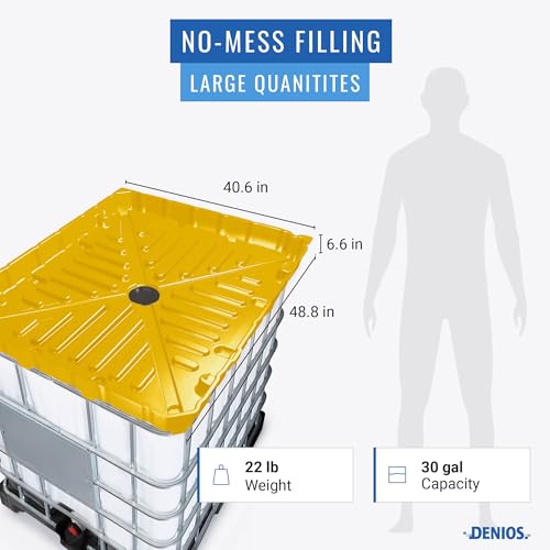 DENIOS® IBC Tote Funnel - 49.5"x42"x5" | Extra Large Funnel | Wide Mouth for IBC Totes | Perfect for Fast, Spill-Free Liquid Transfer | Heavy-Duty Large | Yellow | IBC Tote NOT Included - color: Yellow