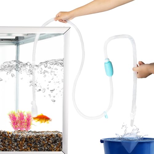 TERA PUMP Aquarium Gravel Cleaner for 20-50 Gallon Tanks - BPA-Free, Manual Squeeze Pump, Includes Two Nozzles, Easy One-Hand Operation, Safe for All Fish & Plant Life
