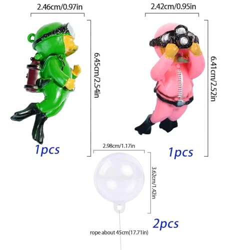 2-Pack Floating Fish Tank Decorations, Little Diver Aquarium Decoration Aquarium Accessories Fish Playmate for Fish Tank(Pink& Green)