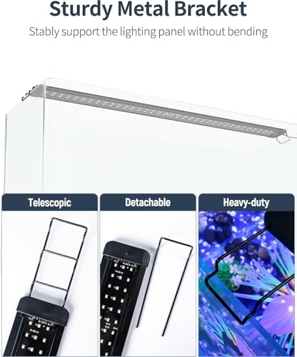 Pawfly 28W Aquarium LED Light for 36 to 42 Inch Fish Tanks Extendable Fish Tank Light with Full Spectrum Brilliant White Blue Red Lights with Daytime & Night Modes and Adjustable Brightness - color: Basic, size: 36"-42"