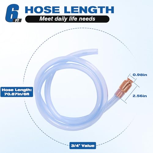 3/4" Siphon Hose, 6FT Shaker Siphon Pump for Gasoline/Gas/Fuel/Water Transfer, Upgrade Multi-Purpose Self Priming Siphon Hose - size: 1