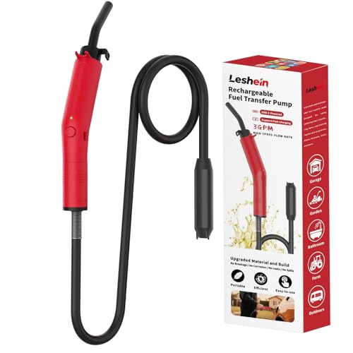 Leshein Fuel Transfer Pump 3GPM, USB Rechargeable Electric Siphon Pump for Gasoline Diesel Water, Portable Leakproof Gas Can Pump with Upgraded Hose Material & Build, Ultra-Fast Oil Transfer Pump