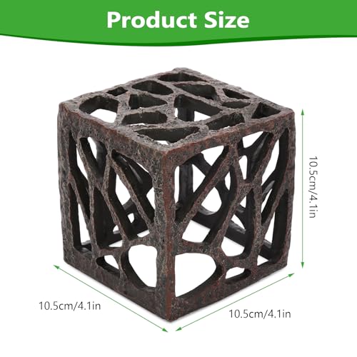 Cube Aquarium Decoration Resin-Modern Hollow Geometric Fish Tank Ornament for Shrimp & Plant Tanks-Approx. 4.1" L x 4.1" W x 4.1" H(Cube) - color: Cube