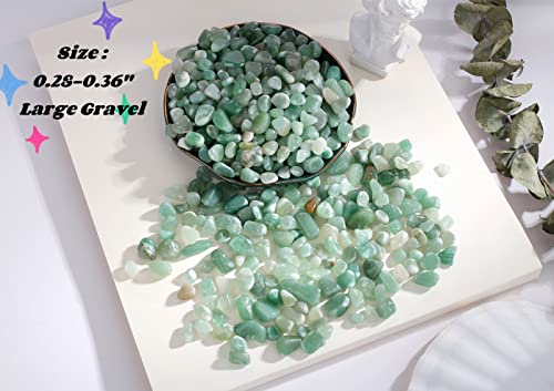 Green Aventurine Crystal Polished Rocks 0.3-0.4" Tumbled Stones Chips Stone Crushed Quartz Natural Gem Home Decoration Aquarium Plants Cacti Vase Filler Landscape Bottom Ornament 0.6lb 250G - color: Green Aventurine, size: 0.55 Pound