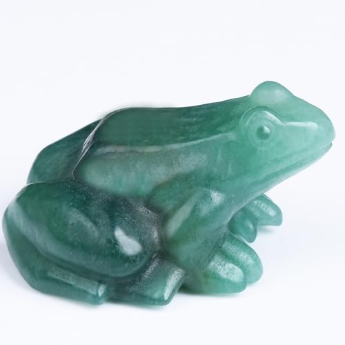 2 Inch Green Aventurine Frog Crystal Figurine，Frog Gifts Healing Crystal Decor，Frog Garden Statue Stone Energy Gemstones, in Bedroom Office Christmas Meditation Gifts Aquarium Decoration - color: Green Aventurine