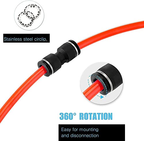 zjxed 1/4" OD x 1/4" OD Straight Pneumatic Connector, Push to Connect fittings Straight Union/Coupler (Pack of 10) - size: 1/4 inch-1/4 inch
