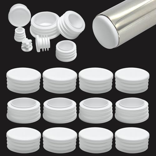 EASYEAH 1-1/2" (38mm) Plastic Hole Plugs White -Round Chair Leg Caps, Flush Mount Pipe Plugs, Tubing End Caps for Metal&Wood Legs Tube, Outdoor Furniture Feet caps & Table Plastic Plugs, 12 PCS - color: White, size: 12 PCS,1-1/2"