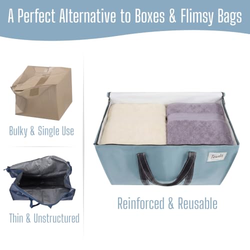 VENO 6 Pack Heavy Duty Moving Bags, Extra Large Storage Bags with Reinforced Handles & Strong Zippers, Foldable & Reusable Moving Box Alternative for Clothes & Dorm Storage - color: Light Blue Matte, size: 6 Pack