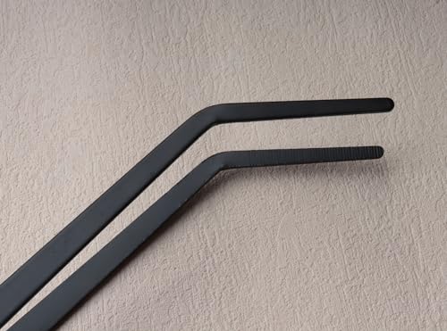15 Inch Black Curved Aquarium Tweezers Stainless Steel Large with Carbonation Protection Coating Against Rust Long Reptiles Feeding Tongs for Aquatic Plants Lizards
