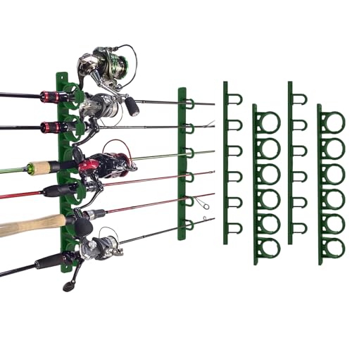 Aventik Vertical/Horizontal Fishing Rod Holder For Garage, Wall, Ceiling Holds Up To 6/12 Fishing Pole Holders（2 Pack Green） - style: 2 Pack Green