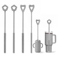 FreshNGo Silicone Straw Cleaner Brush, 4-Pcs Reusable Extra-Long Brush for Cleaning Metal & Glass Straws, Milkshake & Tumbler, 6mm+9mm, Pink(4, Gray) - color: Gray