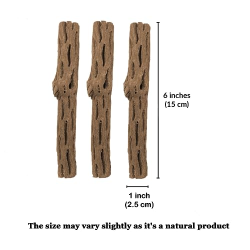 SunGrow Hermit Crab Woods, Climbing Logs, Chews, Keep Hermies Busy and Active, Long Dried Aquarium Décor Adds Raw Beauty, 3 Pcs