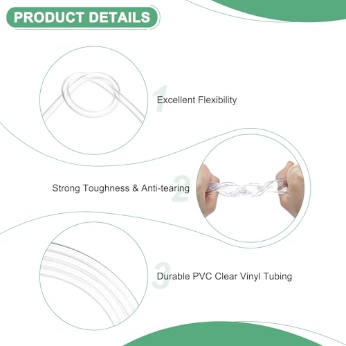 M METERXITY Clear Plastic Tubing, 0.2Inch(5mm) ID 0.35Inch(9mm) OD, 10ft(3.0m) Length PVC Tube Low Pressure Flexible Vinyl Tubing for Garden/Water Hose Airline Tube Aquarium - size: 0.2"×0.35"×10ft