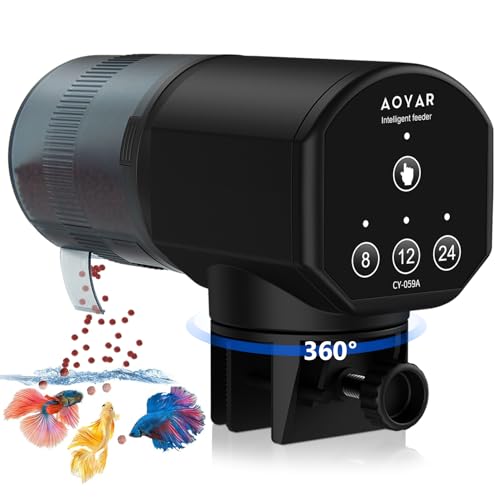 Automatic Fish Feeder Dispenser for Aquarium: 200ml Large Capacity Auto Feeders for Small Tank Turtle Betta Koi - Battery Food Feeding Timer for Flakes Pellet Vacation Weekend Day - size: CY-059A
