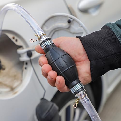 Gasoline Siphon Hose Pump, Hand Siphon Pump for Gasoline Transfer, Manual Hand Siphon Pump For Water, Gas, Fuel Siphon Pump for Gasoline. (Gas Siphon Hose Included)