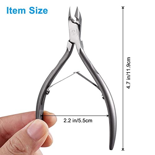 Cuticle Trimmer 3/4 Jaw Extremely Sharp Cuticle Nippers Scissors Stainless Steel Clippers Cutter Remover Pedicure Manicure Nail Tool, opove X7, Space Gray