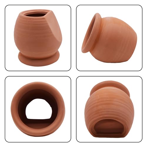 AnRui Betta Fish Tank Decor Ceramic Jar Aquarium Accessories Decorations Cute Clay Pot Hideout Cave Ornaments for Small Fish, Shrimp, Cichlid to Play Hide Breed, Large - size: Large