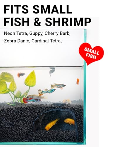 Aquarium Cave – Rock Texture Fish Shelter with 180° Viewing Angle, Betta Fish Tank Accessories, Shrimp & Snails – Aquarium Decor & Tunnel (Black) - color: Black