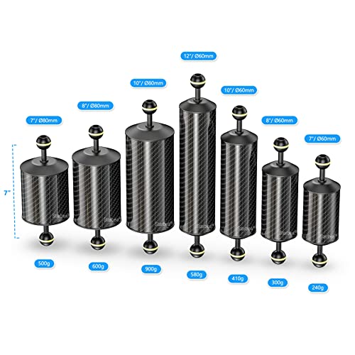 Sea frogs D60mm, 8'', Carbon Fiber Float Arm for Ultralight, Aquatic Arm, Buoyancy Provided 300g, Underwater Camera System Diving Tray Video Light/Strobe GA-6 - color: D60mm, 8'' Carbon Fiber Float Arm
