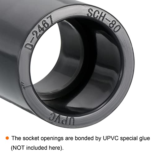 PATIKIL UPVC Pipe Fitting 1" Socket Schedule 80, 3 Pack Straight Coupling Adapter Connector, Gray - size: 1 Inch