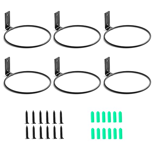 Plant Holder Ring 6 Inch Wall Mounted, 6 Pack Flower Pot Hangers Metal Plant Stand Hanging Bracket Basket Hooks - size: 6 inch-6 Pack