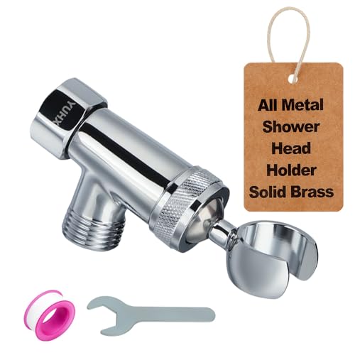 Shower Head Holder All Metal, Brass Adjustable Shower arm Bracket for Handheld, Hand held Showerhead Holder (B-Style Shower Arm Mount Premium Chrome - style: B-Style Chrome