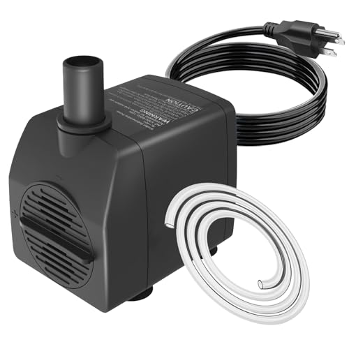 Submersible Pump 200GPH with AUTO-Shut-Off 5.2ft High Lift for Fountains, Hydroponics, Ponds, Aquariums & More - size: 200GPH with Auto Shut-Off