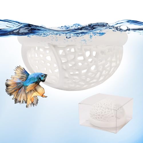 Floating Betta Hammock, Aquarium Floating Betta Fish Cave & Hammock, Shrimp Hide, Feeding and Resting Shelter (M) - color: White, size: Medium