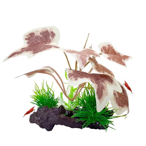 CTWPets Betta Driftwood Decor – Soft Silk Aquarium Plant for Betta Fish, Shrimp, and Tropical Tanks – Safe, Vibrant Aquascape Decoration (Cream Marble) - color: Cream Marble