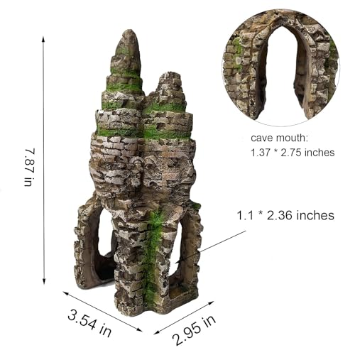 kathson Aquarium Buddha Statue Decorations Fish Tank Resin Buddha for Four Faces Ornament with Caves Hole for Betta Fish Hideout Swim Through