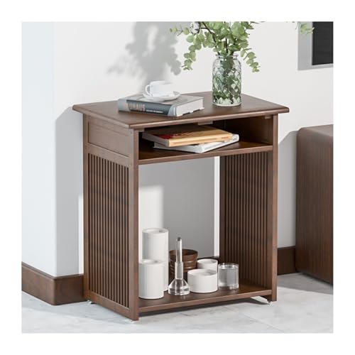 Sweeper Organizer Living Room Sofa Side Sweeper Robot Shelf Water Dispenser Rack Purifier Storage Cabinet Fish Tank Shelf(Walnut,S) - color: Walnut, size: Small