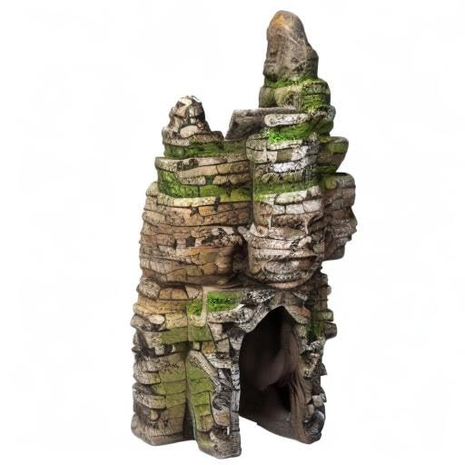 kathson Aquarium Buddha Statue Decorations Fish Tank Resin Buddha for Four Faces Ornament with Caves Hole for Betta Fish Hideout Swim Through