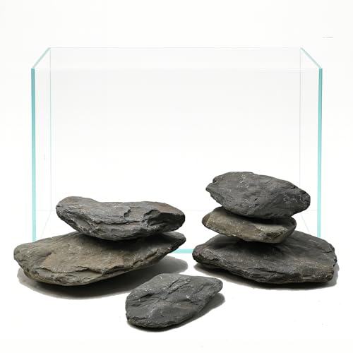 Fish Tank Rocks 10lb Natural Stream Stone 7-8pcs Aquarium Aquascape Stones, Flat Basking Rock, Reptile Slate Rocks & Turtle Tank Decor(2-7 Inches) - size: 10lb(7-8pcs)